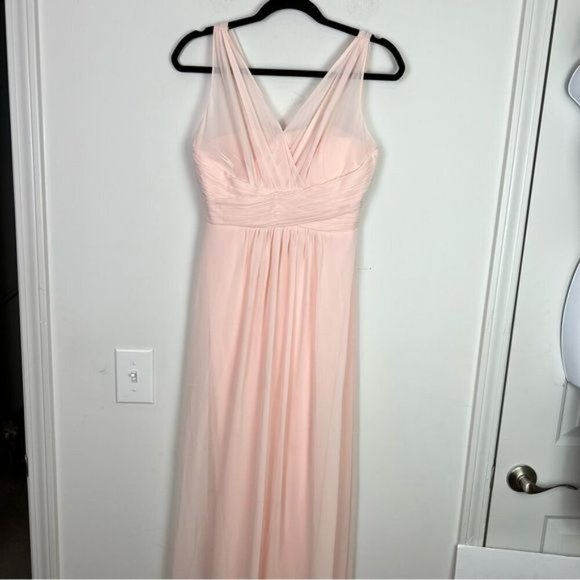 Samantha Paige Womens Formal Maxi Dress size 2 Pink A Line Chiffon Bridesmaid - Picture 3 of 10